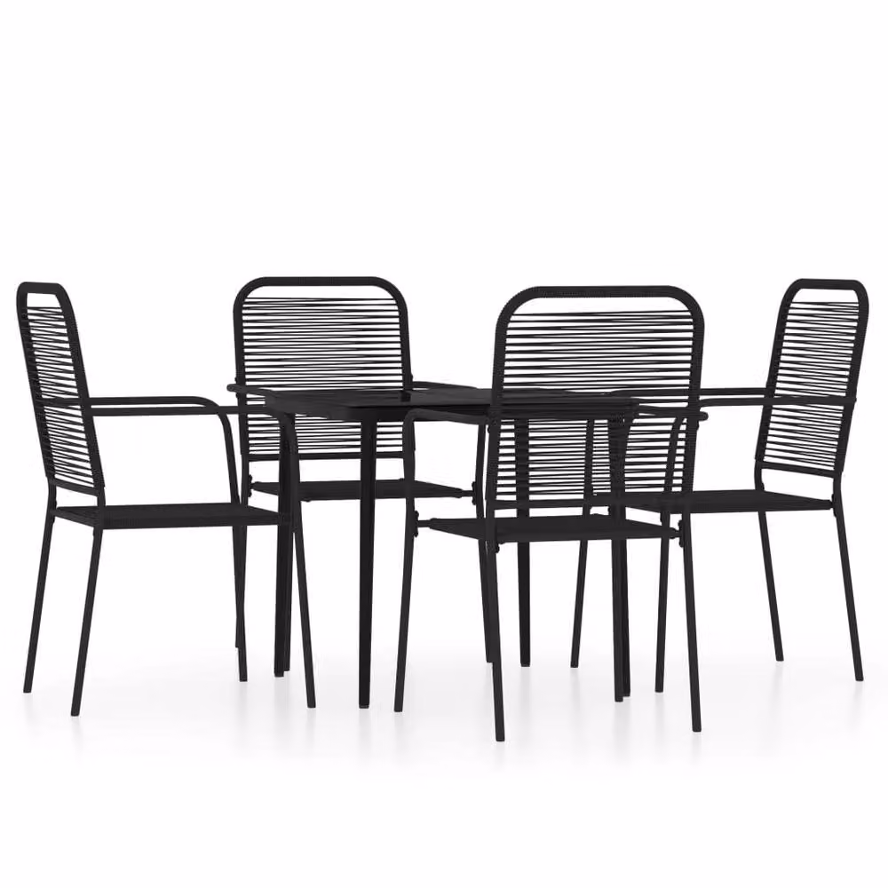 Berkfield Home Elegant 5 Piece Garden Dining Set in Black Metal and Glass – 3