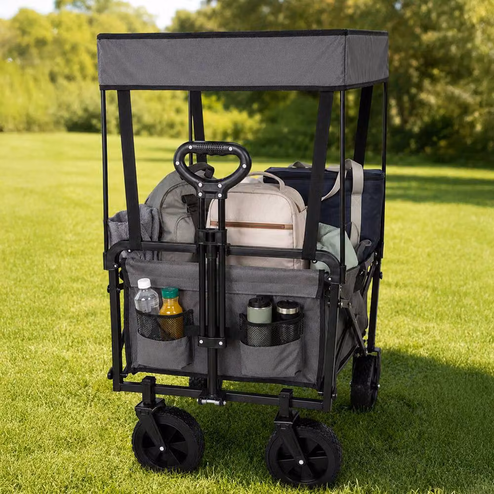 Neo Folding Garden Cart with Canopy in Grey, 140L Capacity – 8