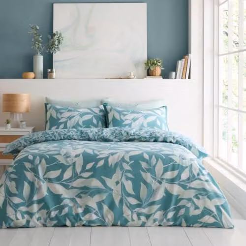 GAVENO CAVAILIA Reversible Floral Duvet Cover Set in Blue and Green, Double Bedding with Pillowcases, W/D/H: 200 x 200 cm