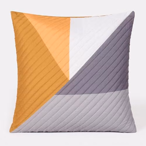 OHS Set of 4 Geometric Pinsonic Square Cushion Covers in Yellow and Grey, W/D/H: 45 x 45 x 45 cm – 2