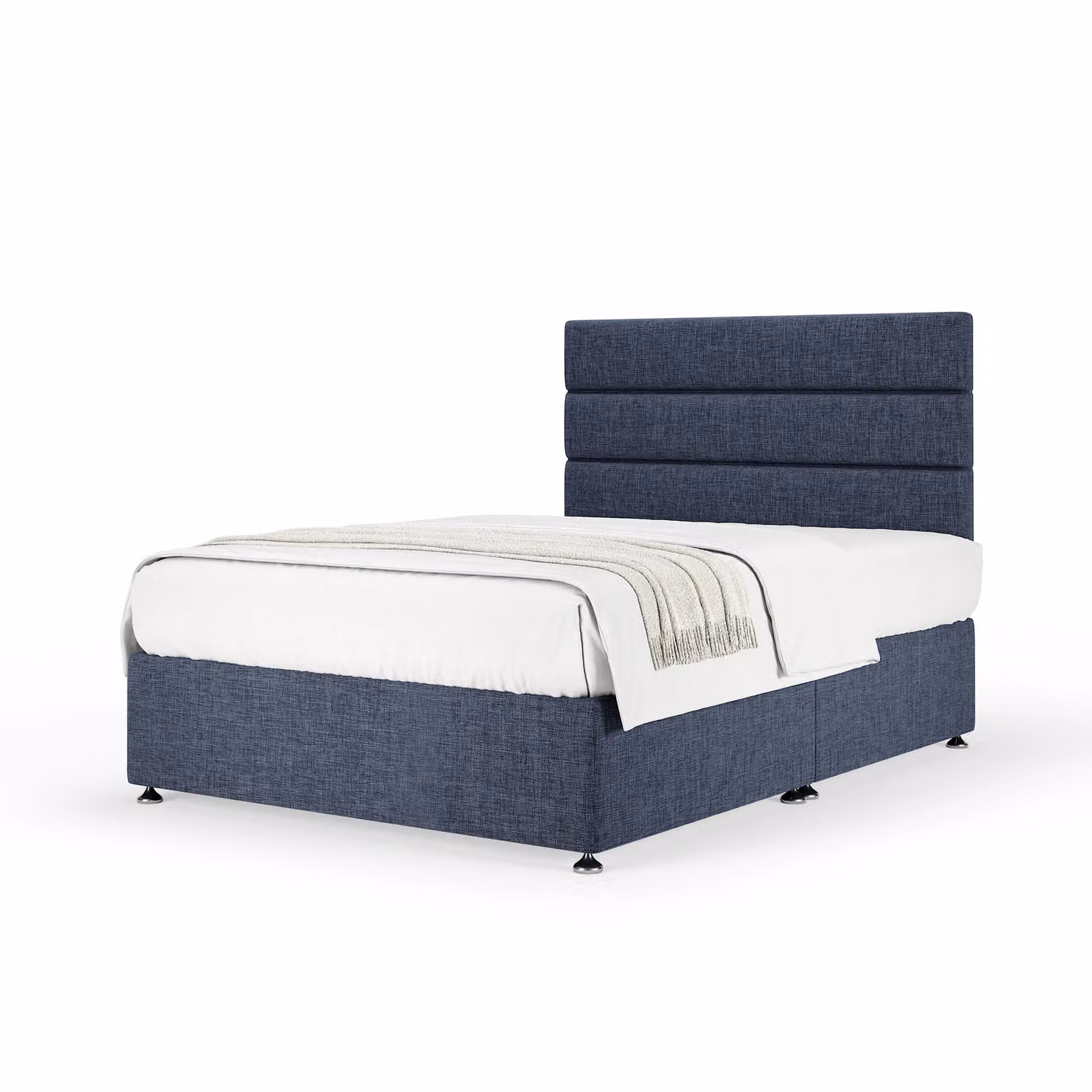 Rest Relax Linoso Non-Storage Divan Base with Headboard and Orchid Mattress in Midnight Blue, Small Double, W/D/H: 120 x 200 cm – 2