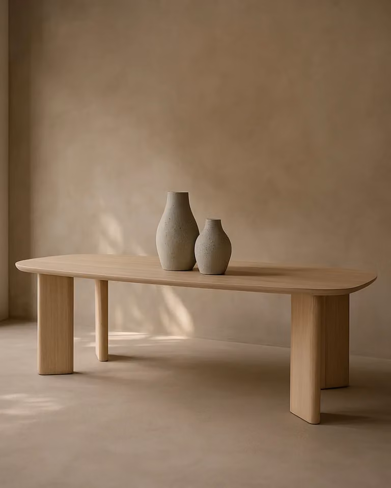 Vasto 270 Oval Dining Table in Oak and White/Beige, Scandinavian Style, W: 270 cm, D: 120 cm, H: 75 cm