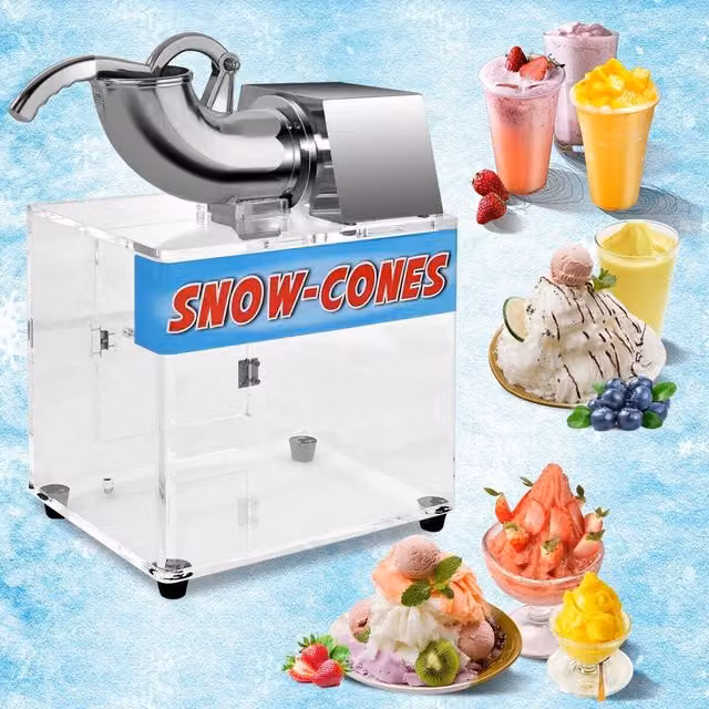 Costway Electric Snow Cone Maker and Shaved Ice Machine with Dual Blades and Large Acrylic Box, White