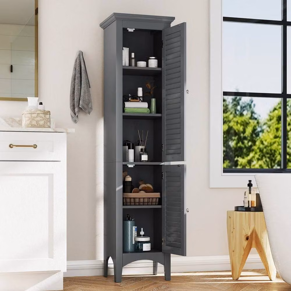 Kelvenix Freestanding Tall Bathroom Floor Cabinet in Matt Grey – 3