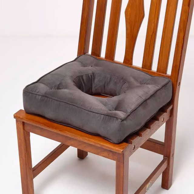 Homescapes Brown Faux Suede Ergonomic Coccyx Cushion with Ties