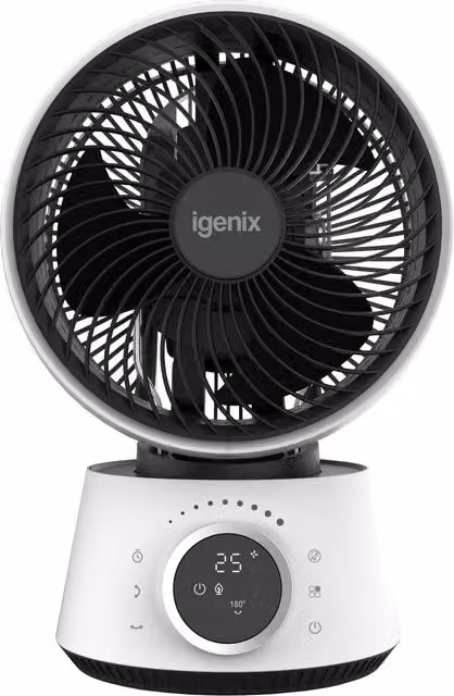 Igenix 9 Inch Digital Air Circulator Turbo Fan with Oscillation, White