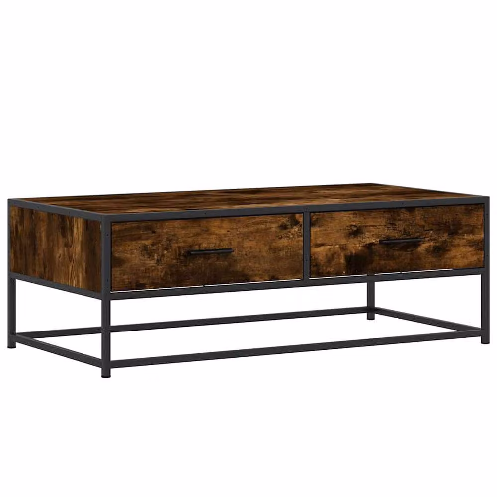 Berkfield Home Industrial Smoked Oak Coffee Table in Brown, W/D/H: 100 x 50 x 35 cm – 2