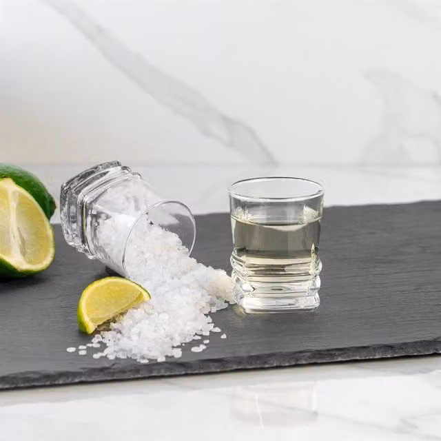 LAV Pack of 6 Transparent Yellow Glass Shot Glasses, 80ml
