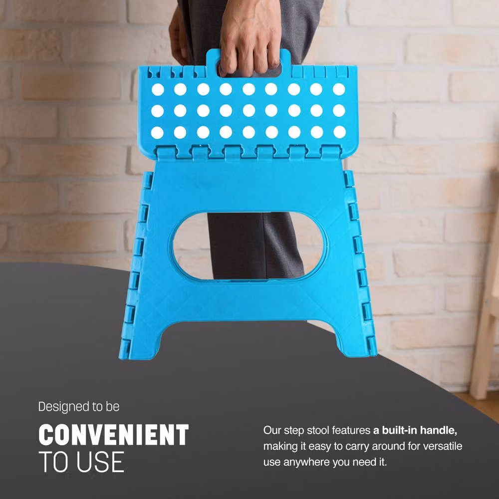 Keplin Heavy Duty Folding Step Stool, Non-Slip Portable Footstool in Blue – 4