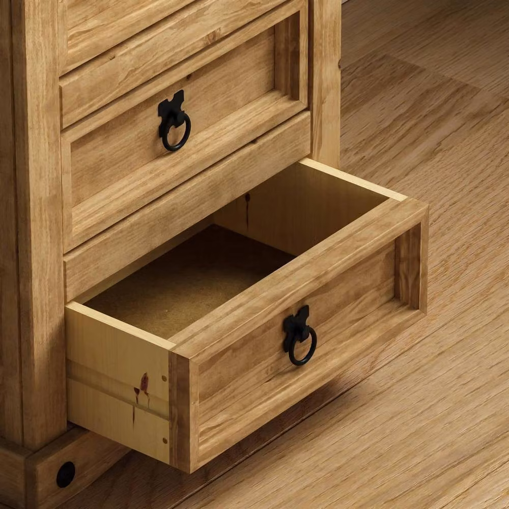 Havendro 3 Drawer Bedside Chest in Solid Pine Wood with a Rustic Brown Waxed Finish – 3