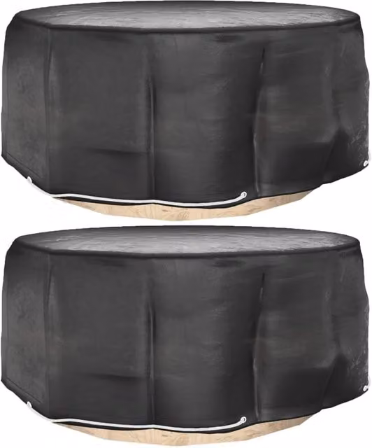 Berkfield Home Set of 2 Black Round Garden Furniture Covers with 10 Eyelets, Diameter: 260 cm, Height: 90 cm – 1