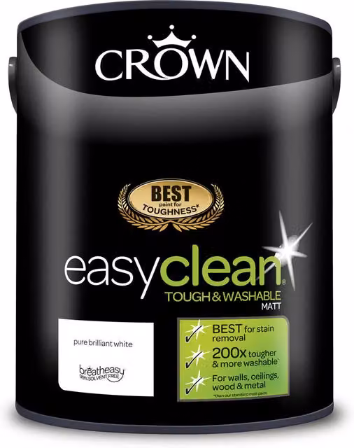 Crown EasyClean Matt Latex Paint in White