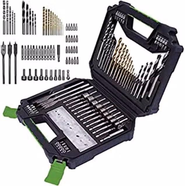 MYLEK 128 Piece HSS Drill Bit and Screwdriver Accessory Set with Carry Case – 1