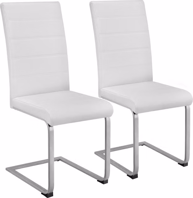 tectake Bettina Dining Chairs Set of 2 in White Synthetic Leather with Metal Cantilever Base – 1