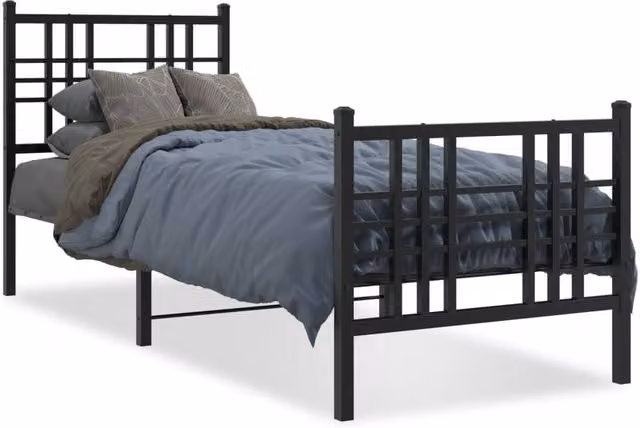 Berkfield Home Metal Bed Frame with Footboard, Black, W/D/H: 80 x 200 cm
