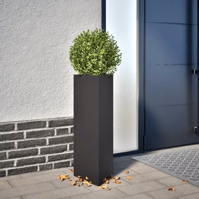 Berkfield Home Black Triangular Steel Garden Planter W/D/H: 30 x 26 x 75 cm