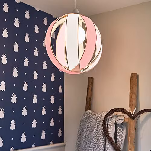 MiniSun Modern Pink Fabric Cocoon Style Sphere Ceiling Light Shade, Shade Width: 29 cm – 3