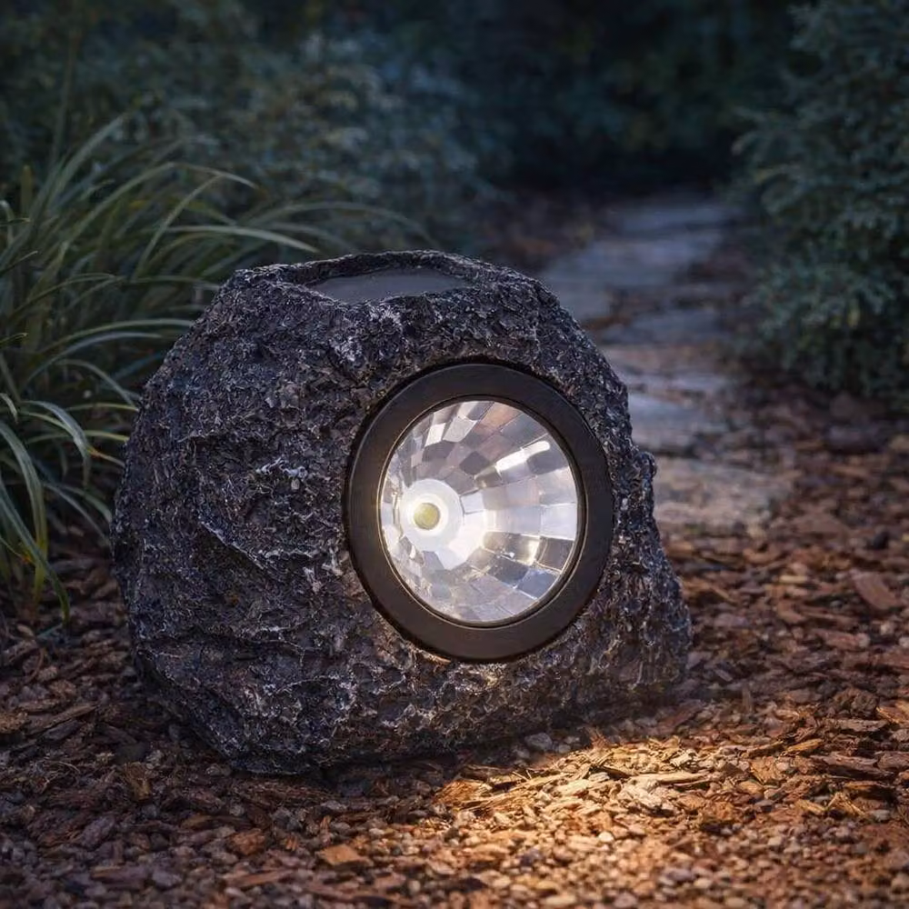 Smart Garden Products Solar Powered Rock Spotlight Garden Decor in Grey – 2