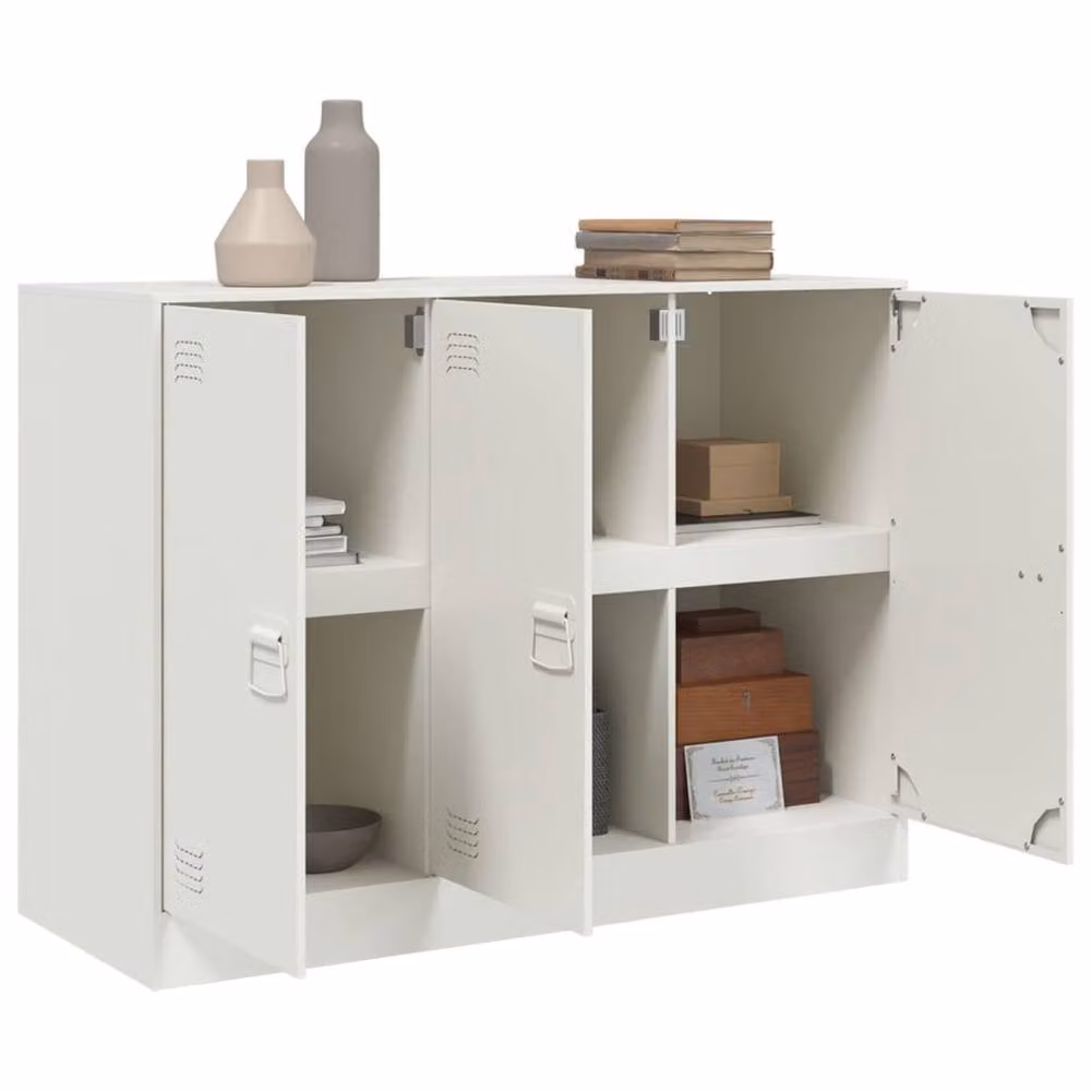 Berkfield Home White Matt Metal Sideboard W/D/H: 99 x 39 x 73 cm – 2
