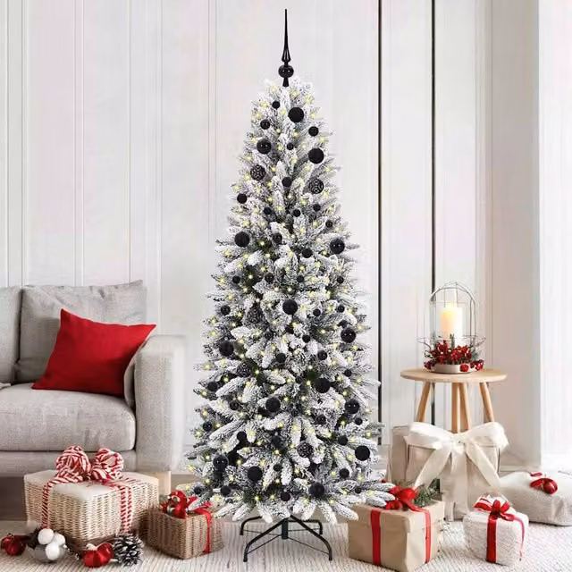 Berkfield Home Artificial Christmas Tree with 300 White LEDs, Green, W/D/H: 73 x 73 x 180 cm – 1
