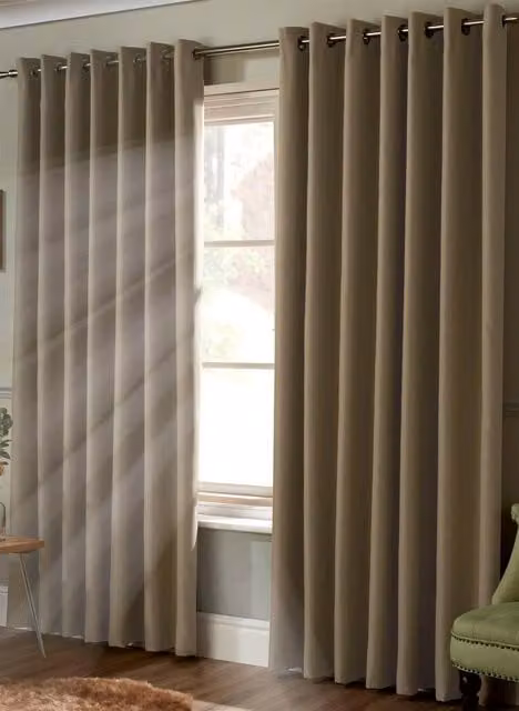 Luxury Living Plain Beige Blackout Eyelet Curtains, Width: 229 cm, Height: 183 cm – 1