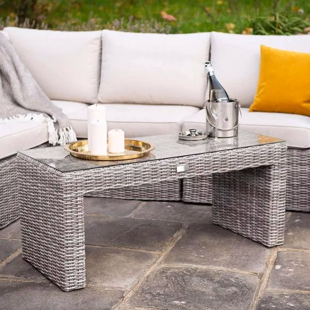 Primrose Living Luxury 8 Seater Modular Rattan Garden Furniture Set with Coffee Table and Ottomans in Grey – 4