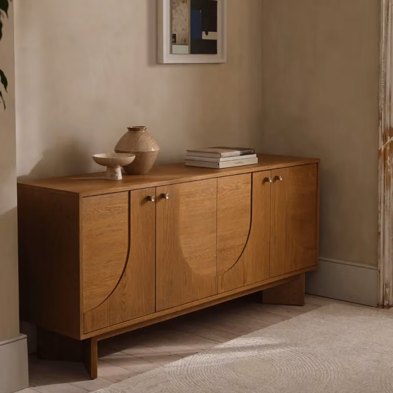 Atkin and Thyme Umi Sideboard in Brown Oak Wood, W/D/H: 160 x 41 x 75 cm