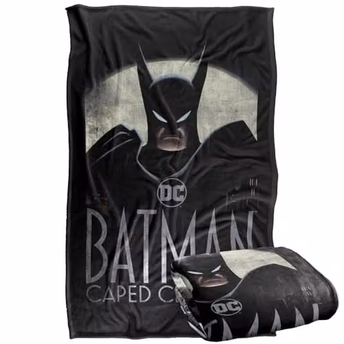 Warner Bros. Batman Caped Crusader Super Soft Fleece Throw Blanket, Multicolour, W: 91.44 cm x L: 147 cm