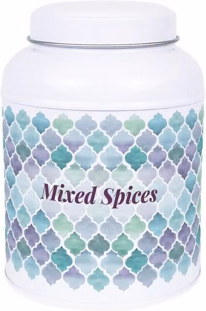 Purely Home Arabesque Tile Mixed Herbs Canister with Small Domed Lid, Multicolour White, 110g