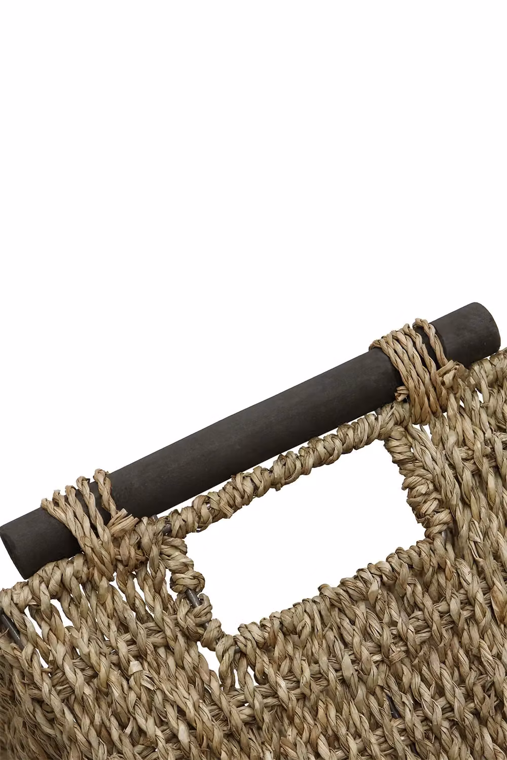 JVL Set of 3 Open Weave Seagrass Tapered Storage Baskets with Wooden Handles in Beige – 4