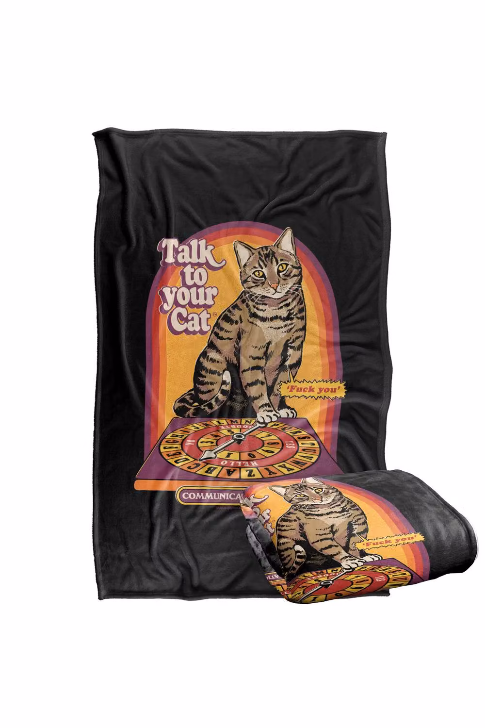 Steven Rhodes Talk To Your Cat Super Soft Fleece Throw Blanket, Multicolour, W/D/H: 152 x 127 cm – 2