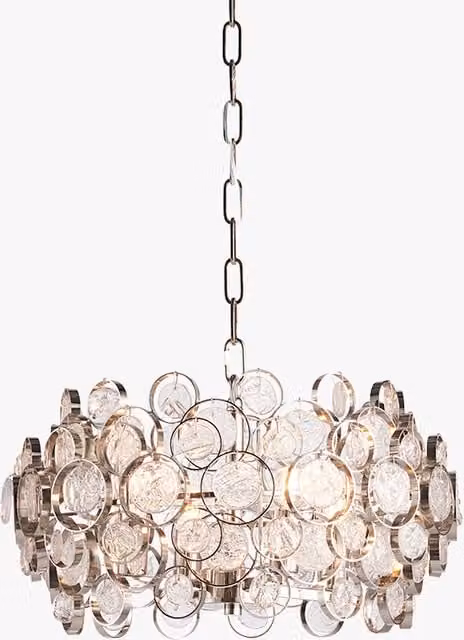 Perch & Parrow Gillian Small Handmade Glass Pendant Light in White and Transparent with Silver Metal Details