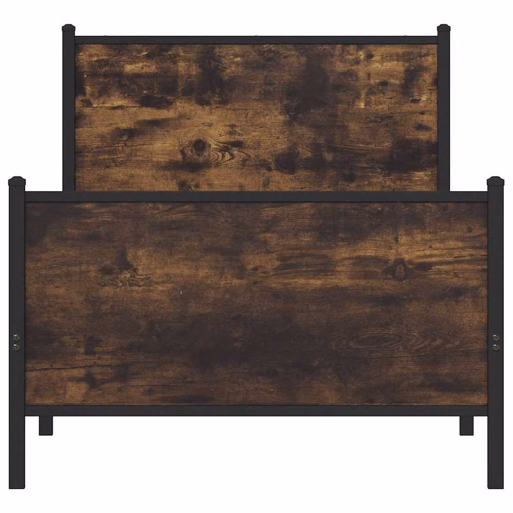 Berkfield Home Metal Bed Frame in Smoked Oak Brown, W: 80 cm, L: 200 cm – 4