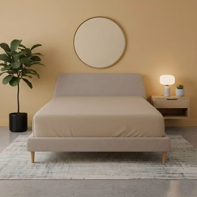 Snug City Beige Flannelette Fitted Cotton Sheet, W/D/H: 140 x 200 cm