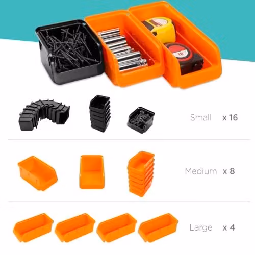 Gr8 Home 44 Piece Wall Mounted Orange Pegboard Tool Organiser and Storage Set – 4