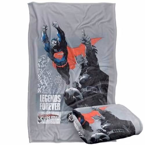LOGOVISION Justice League Superman and Batman Double Feature Super Soft Fleece Throw Blanket, Multicolour, W: 91.44 cm x L: 147 cm