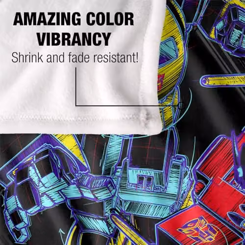 LOGOVISION Transformers Sketchy Optimus and Bumblebee Super Soft Fleece Throw Blanket, White, W: 152 cm, D: 127 cm – 3