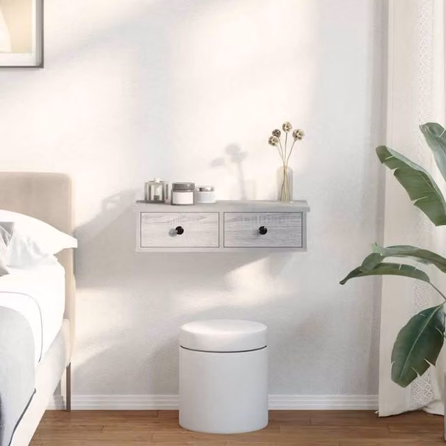 Berkfield Home Wall Mounted Shelf with Drawers in Grey Sonoma, W: 60 cm, D: 25 cm, H: 15 cm – 1