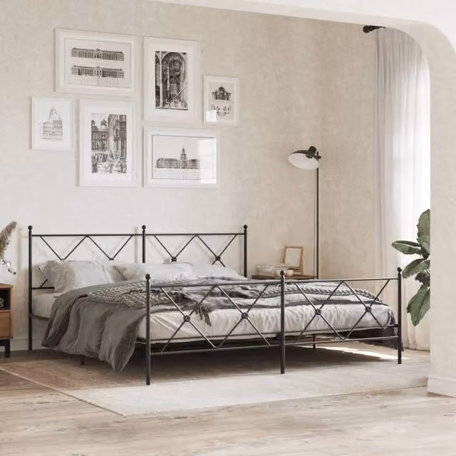 Berkfield Home Matt Black Metal Geometric Headboard W/H: 180 x 90.5 cm – 1