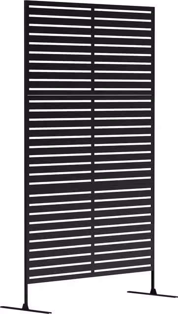 Outsunny Black Metal Decorative Privacy Fence Screen and Climbing Plant Trellis with Stand, W: 122 cm, H: 198 cm