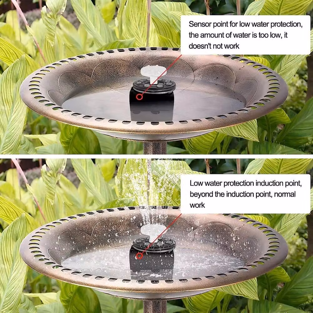 NESTLUNE 7W 8LED Solar Powered Water Feature Fountain Pump in Black – 4