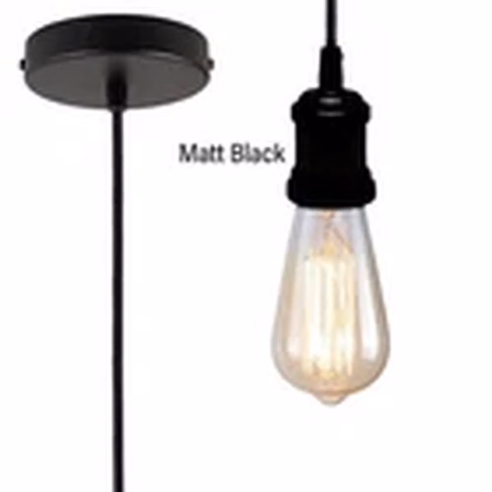 Havendro Black Round Cable Pendant Lamp Holder, Industrial Vintage Metal E27 Socket Holder – 3