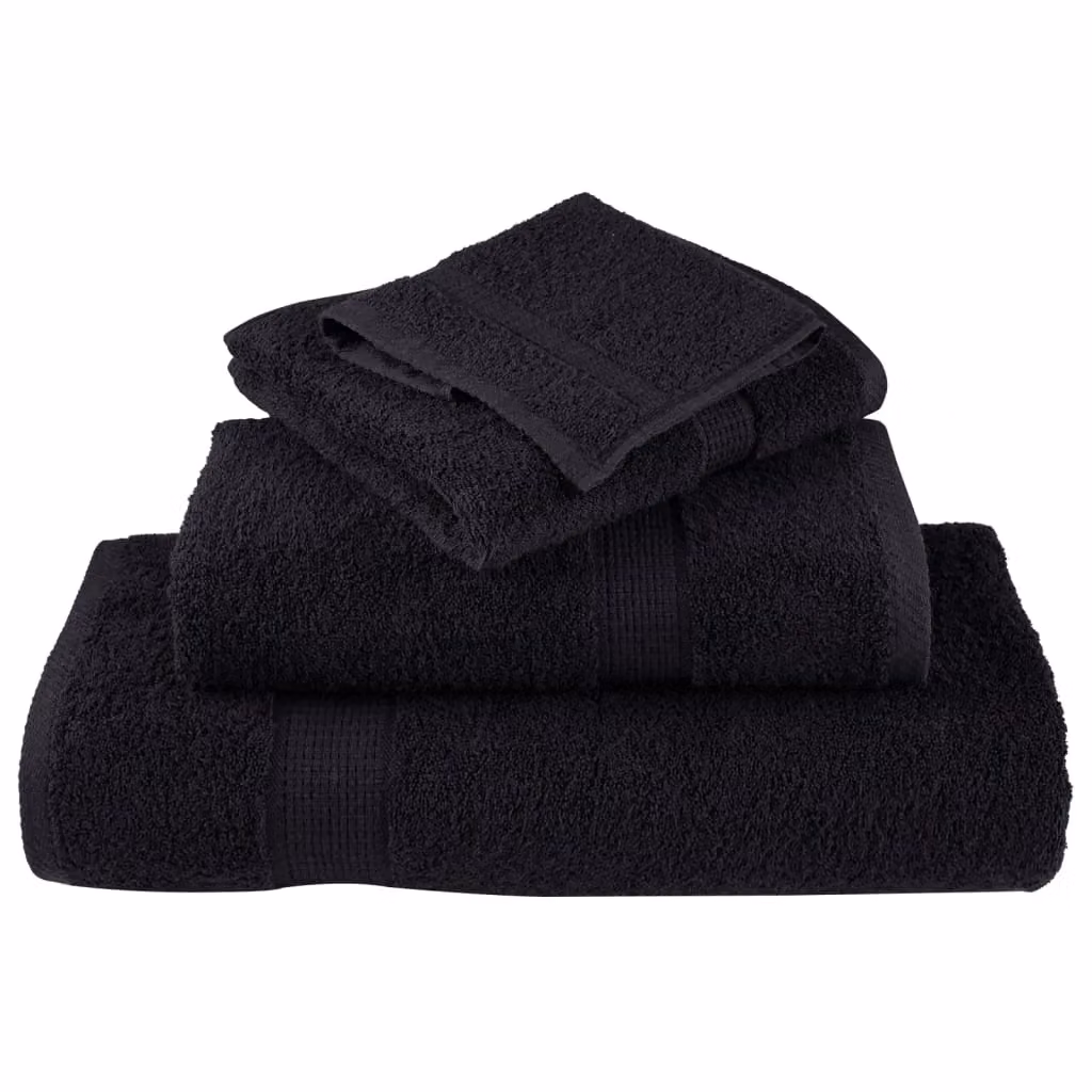 Berkfield Home SOLUND 8 Piece Premium Cotton Terry Towel Set in Black, 600 gsm – 4