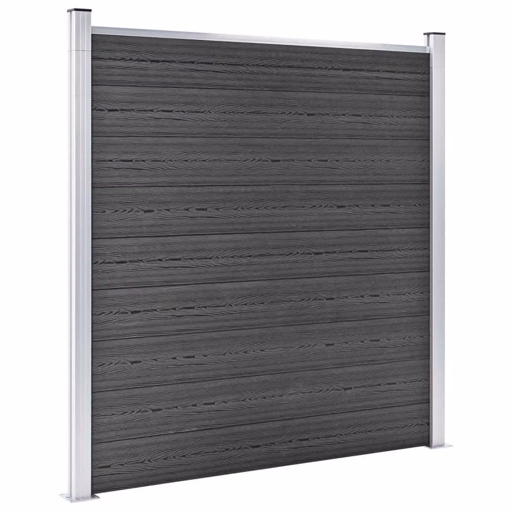 Berkfield Home WPC Fence Panel Set in Black – 3