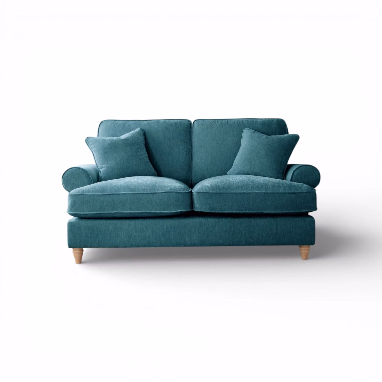 The Great Sofa Company Ezra 2 Seater Textured Velvet Sofa in Green with Scroll Arms – 2