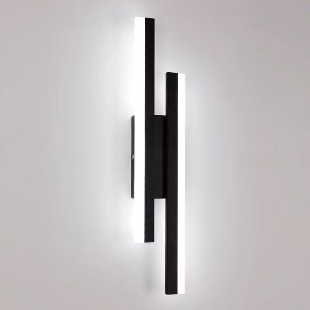 Pheashine 16W Black LED Linear Wall Sconce with Cool White Light, W: 40 cm