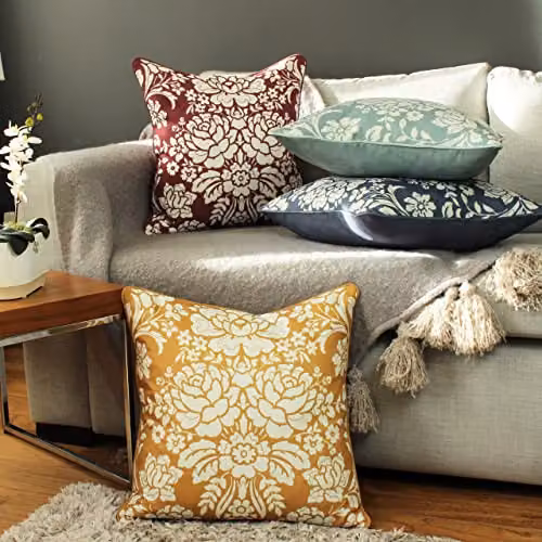 Paoletti Melrose Classic Floral Square Cushion in Blue, W/D/H: 50 x 50 x 50 cm – 3