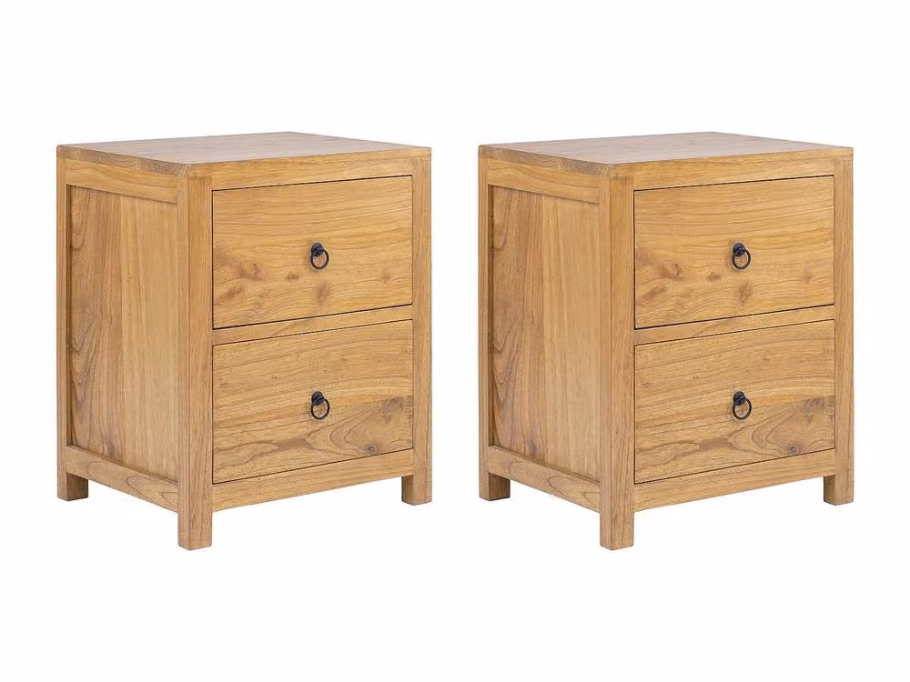 Vente-unique PILABO Set of 2 Bedside Tables in Natural Mindi Wood and Light Oak – 2