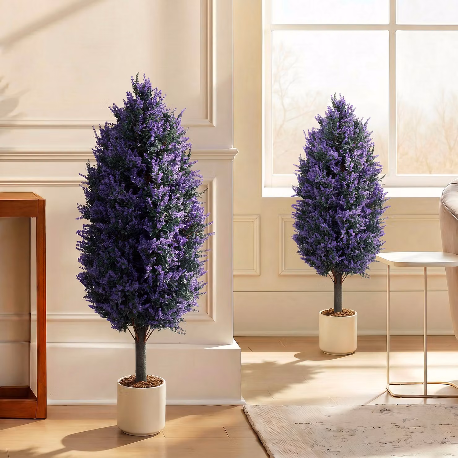 HOMCOM Set of 2 Artificial Lavender Flowers in Blue and Purple with Stakes, Height: 90 cm – 7