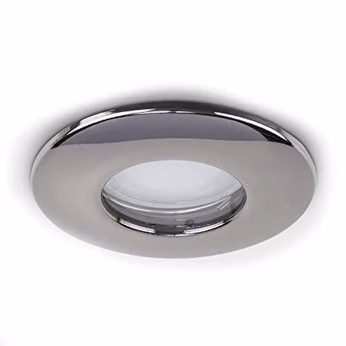 ValueLights IP65 Fire Rated Recessed Downlight in Black Chrome for Bathrooms, GU10 Bulb Replaceable – 1